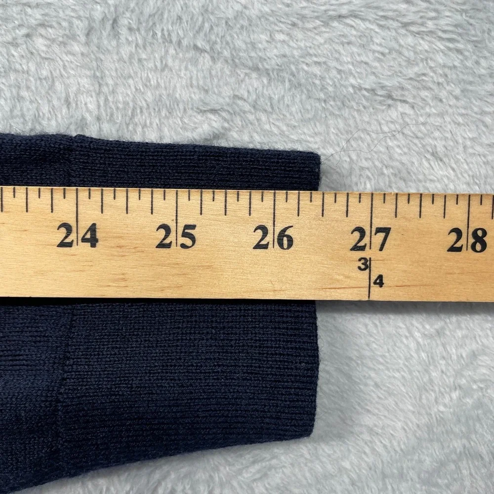 Banana Republic V-Neck Sweater Mens Large Navy Blue 100% Merino Wool Knit